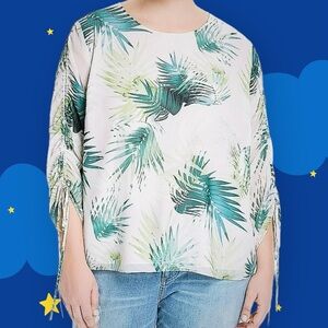 NWT Vince Camuto Women’s Tropical Heat Drawstring Sleeve Top in “Verdant Green”